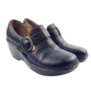 Born Buckled‎ Black Leather Clogs - Size 39 / 8